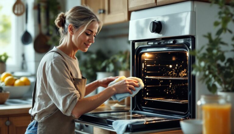 ontdek deze eenvoudige keukentruc zonder spray of aluminiumfolie om hardnekkig ovenvet effectief te voorkomen en je oven moeiteloos schoon te houden.