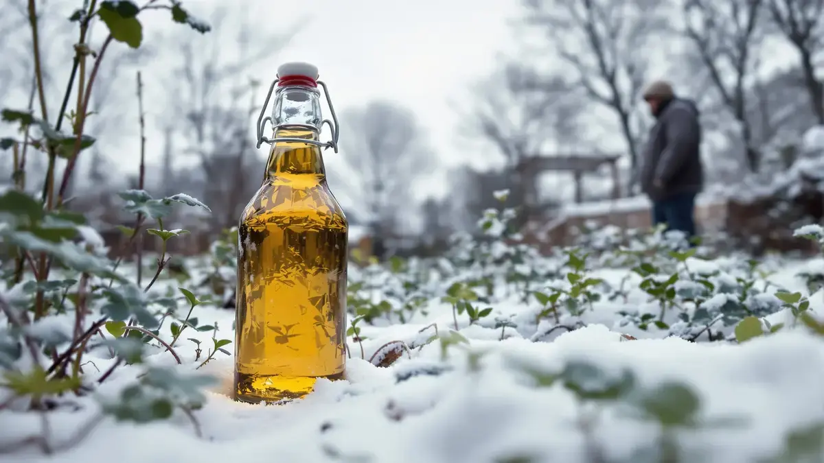 Midden in januari is dit eenvoudige flesje uit de keuken in de tuin genoeg om ratten af te schrikken