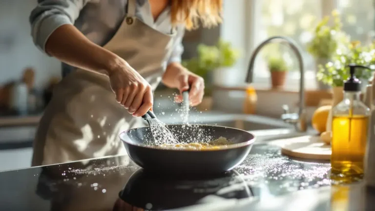 Een methode zonder azijn of zuiveringszout verwijdert vet van pannen zonder schrobben