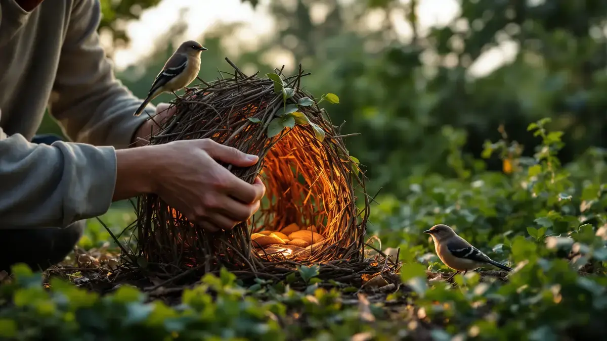 In twee minuten biedt deze eenvoudige tip vogels een werkelijk effectieve nachtelijke schuilplaats